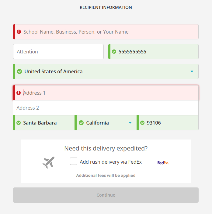 Parchment delivery information
